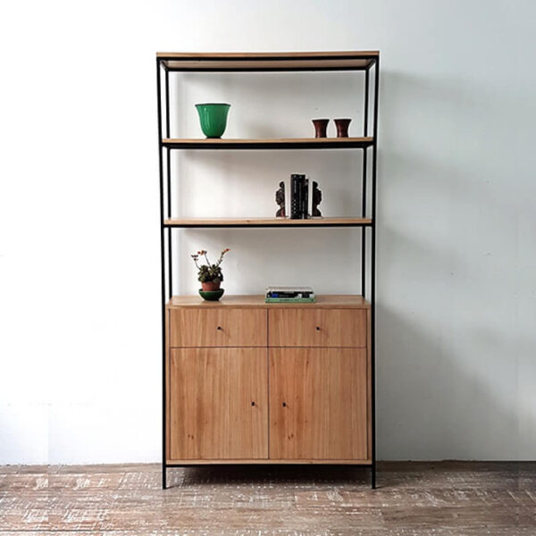 Aparador o vajillero madera paraíso o petiribí y hierro diseño minimalista.