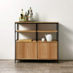 Aparador de tv o vajillero para living en madera paraíso y hierro diseño minimalista.