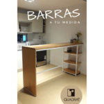 Barra desayunadora en madera petiribí o paraíso con estructura de hierro diseño minimalista.