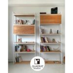 Biblioteca en madera petiribí o paraíso con patas de hierro diseño minimalista