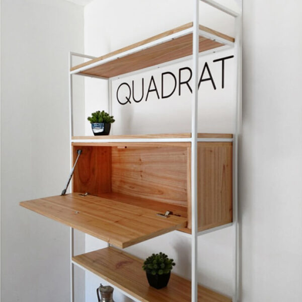 Biblioteca en madera petiribí o paraíso con patas de hierro diseño minimalista