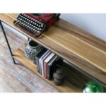 Consola o recibidor minimalista en madera petriribí o paraíso y hierro