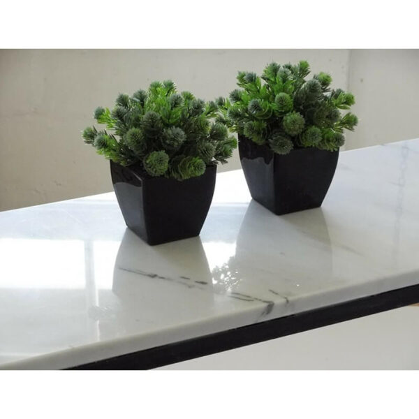 Consola o recibidor minimalista en marmol carrara, chapa y hierro