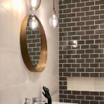 Espejo de diseño redondo en madera petiribi minimalista