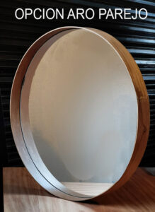 Espejo de diseño redondo en madera petiribi minimalista