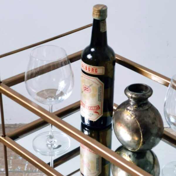 Carro o mesa bar auxiliar espejo y hierro minimalista