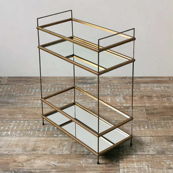 Carro o mesa bar auxiliar espejo y hierro minimalista