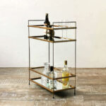 Carro o mesa bar auxiliar espejo y hierro minimalista