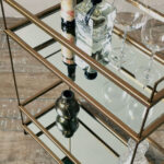 Carro o mesa bar auxiliar espejo y hierro minimalista