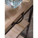 Carro bar o auxiliar con ruedas en madera petiribí o paraíso con patas de hierro de diseño escandinavo industrial minimalista