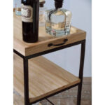 Carro bar o auxiliar con ruedas en madera petiribí o paraíso con patas de hierro de diseño escandinavo industrial minimalista