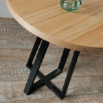 Mesa redonda de comedor en madera petiribí o paraíso y hierro de diseño escandinavo minimalista