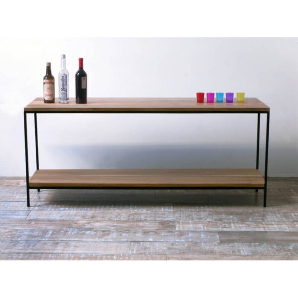 Consola o aparador en madera paraíso o petiribí y hierro diseño minimalista.
