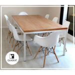 Mesa de trabajo escritorio coworking en madera petiribí o paraíso con patas de hierro de diseño industrial minimalista