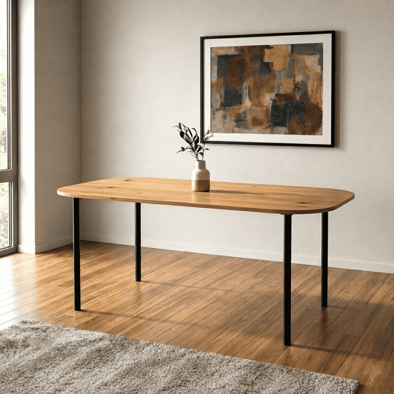 Mesa Nara de madera para comedor en estilo moderno y elegante.