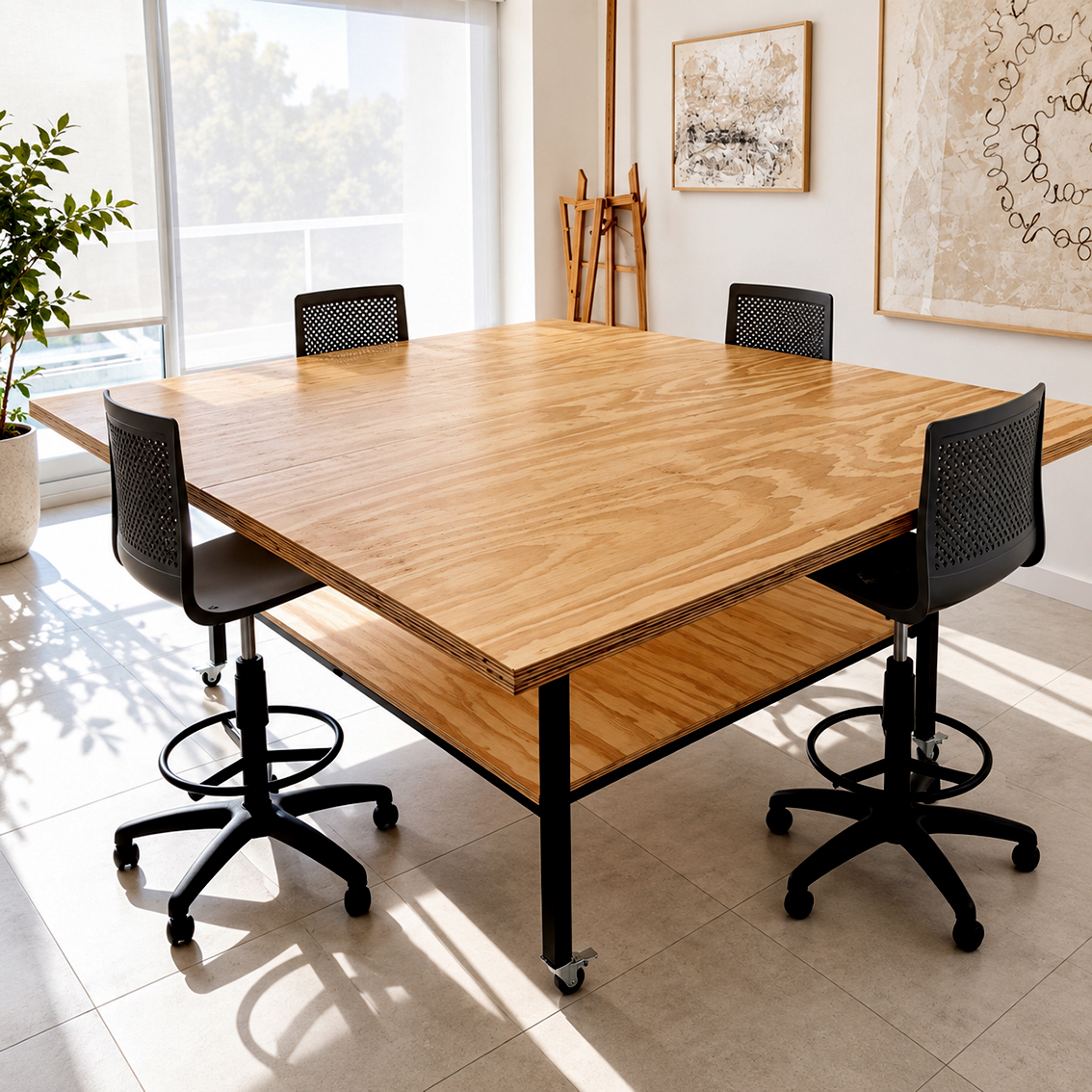 Mesa de Trabajo Alta para Arte, Pintura y Cerámica Mesa de trabajo alta para pintura, cerámica y disciplinas creativas con estante inferior